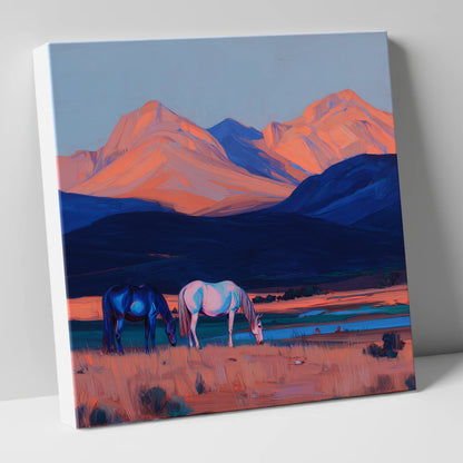 Dusk Mountain Pasture horse landscape canvas wall art