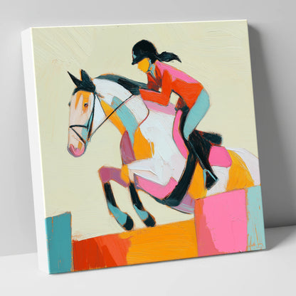 Painted Flight show jumping horse canvas wall art