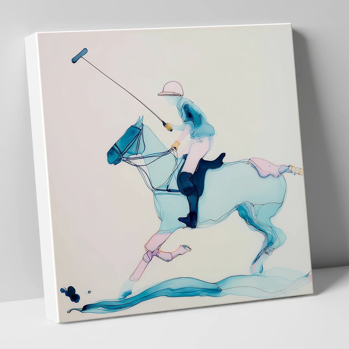Ethereal Polo Strike polo horse canvas wall art