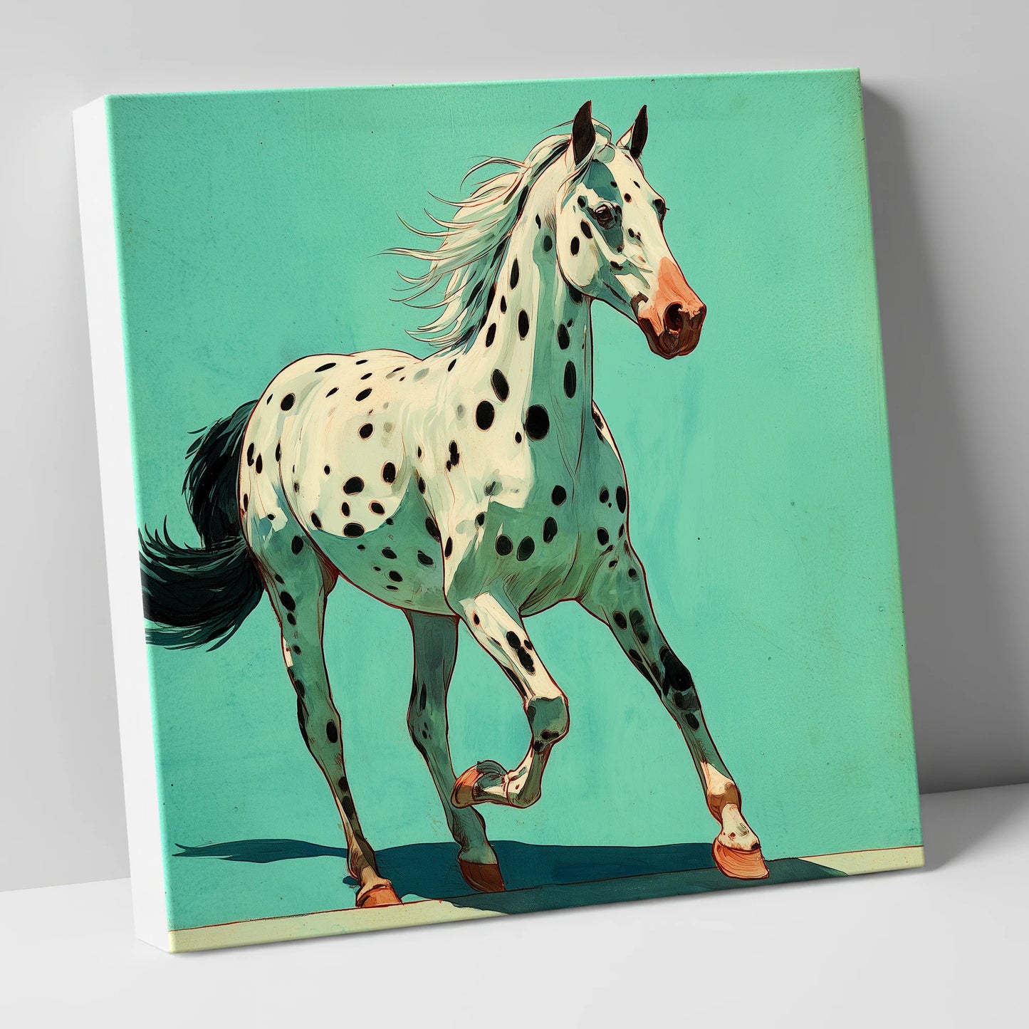 Teal Leopard Appaloosa horse breed canvas wall art