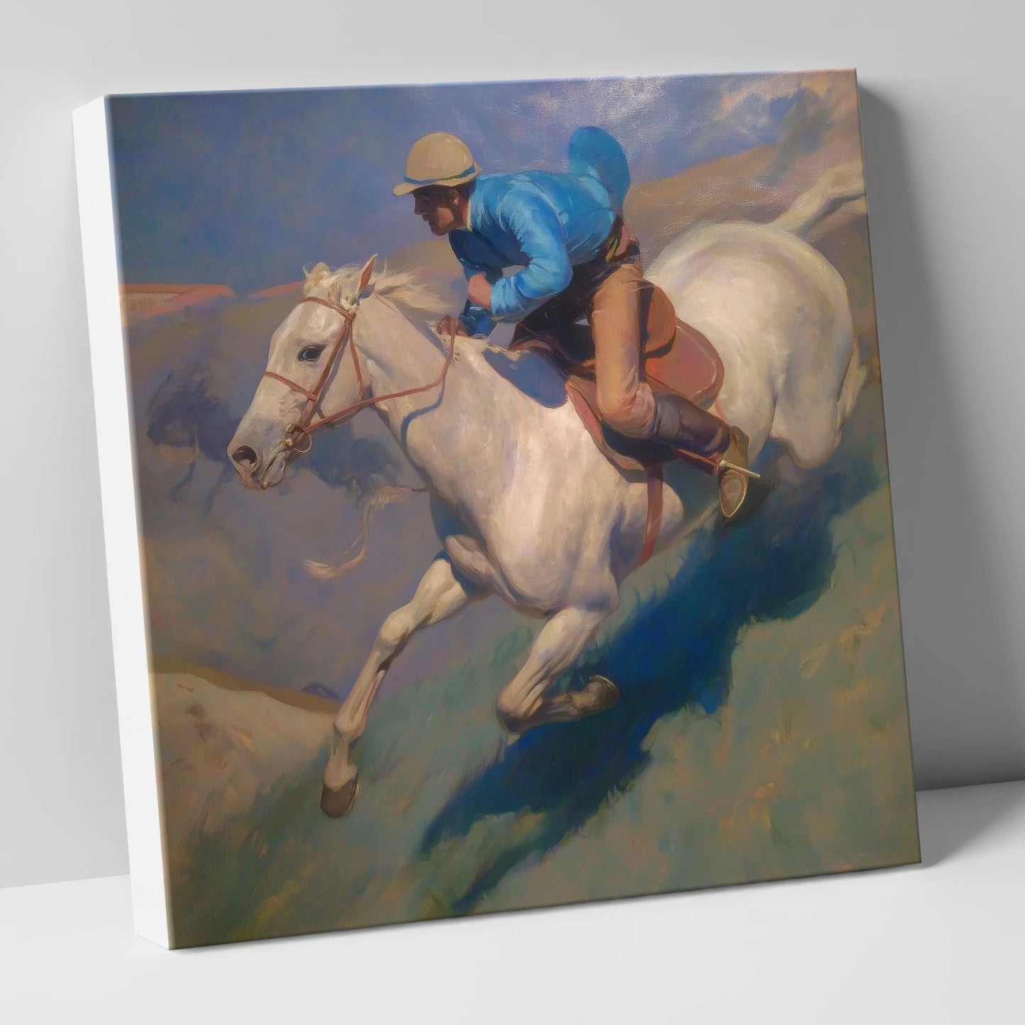 Cerulean Gallop racing horse canvas wall art