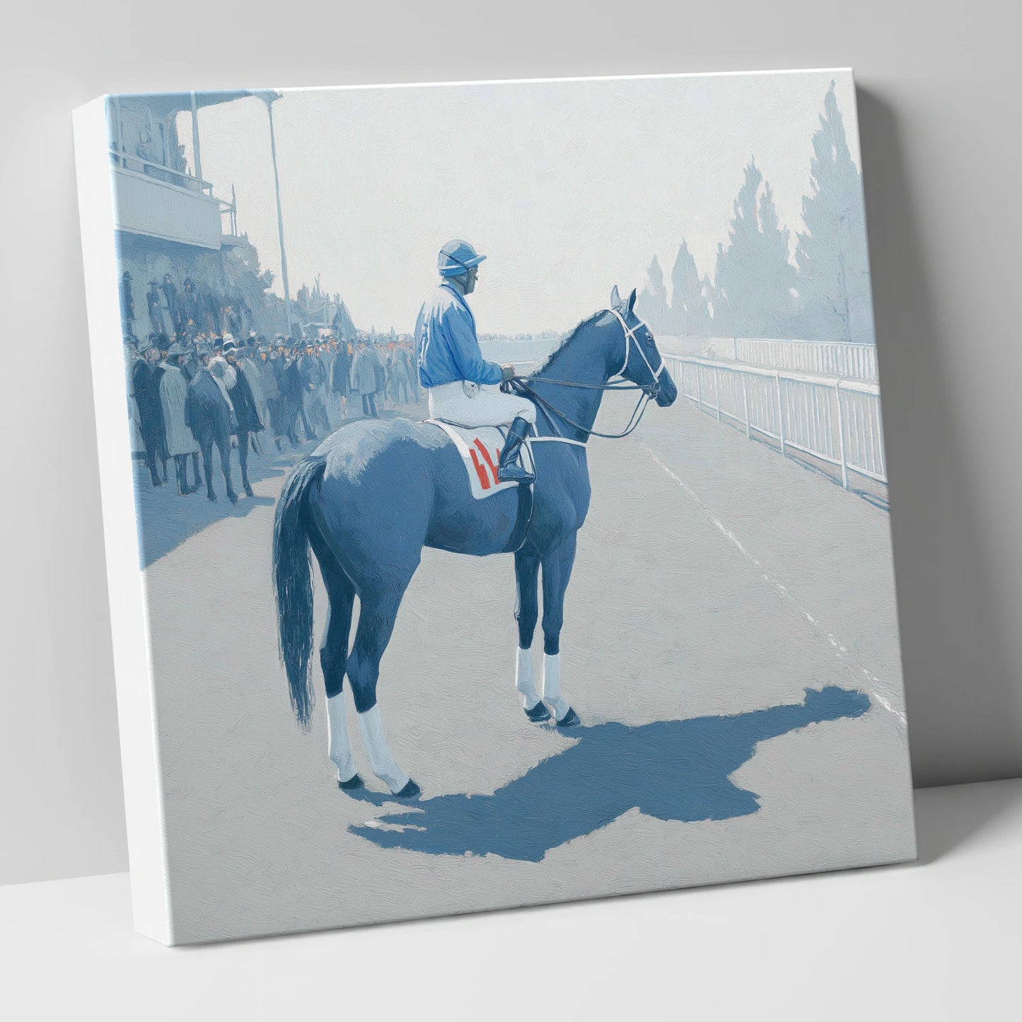 Waiting at the Rails racing horse canvas wall art