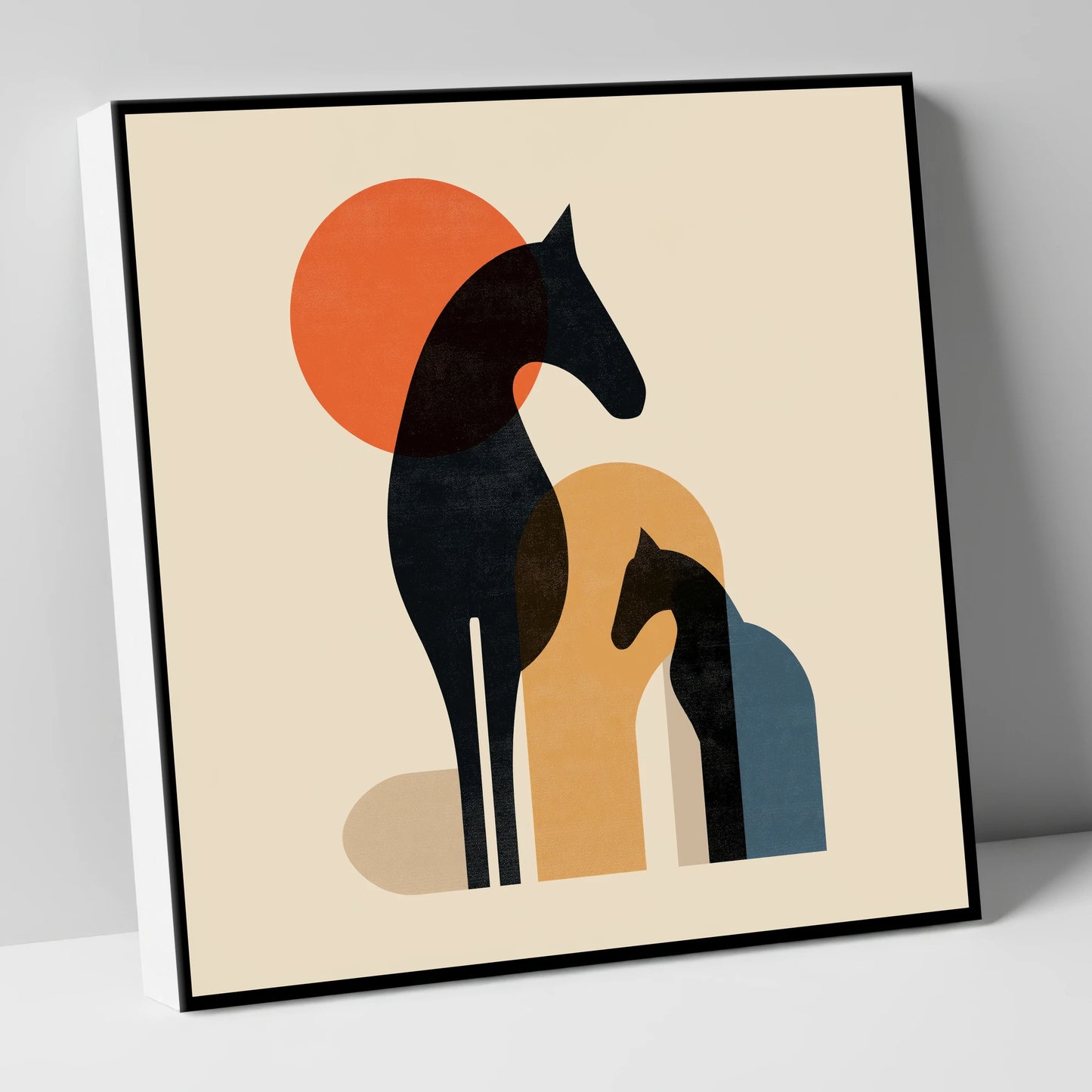 Geometric Equine Harmony horse & rider canvas wall art