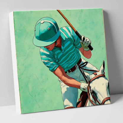 The Striker's Focus polo horse canvas wall art