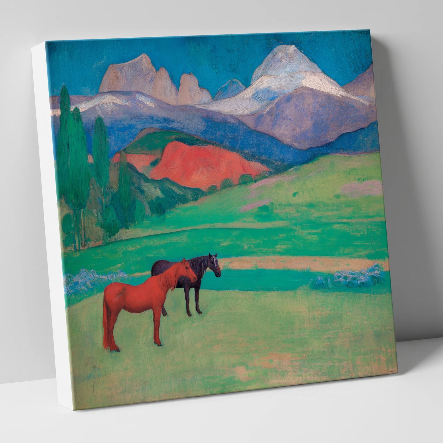 Crimson Mountain Companions horse landscape canvas wall art