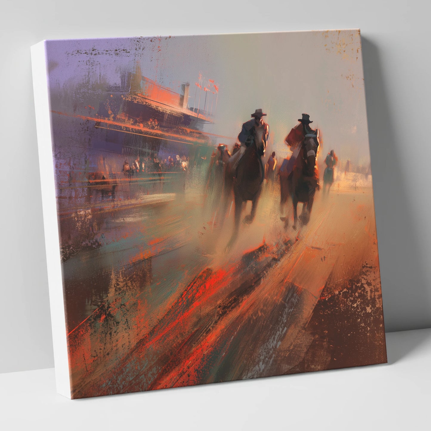 Thunder on the Track racing horse canvas wall art