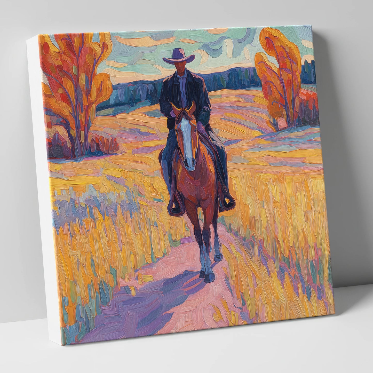 Vibrant Western Trail western horse canvas wall art