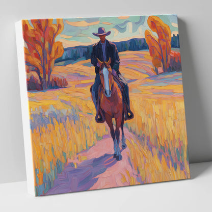 Vibrant Western Trail western horse canvas wall art