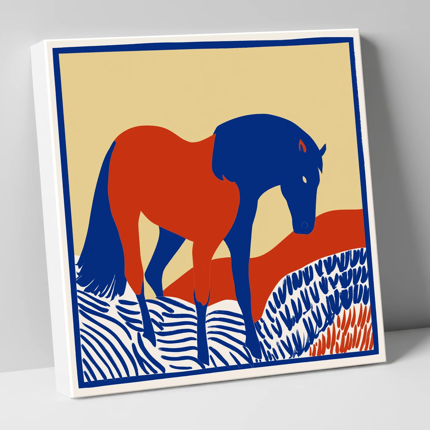 Cobalt And Rust horse portrait canvas wall art