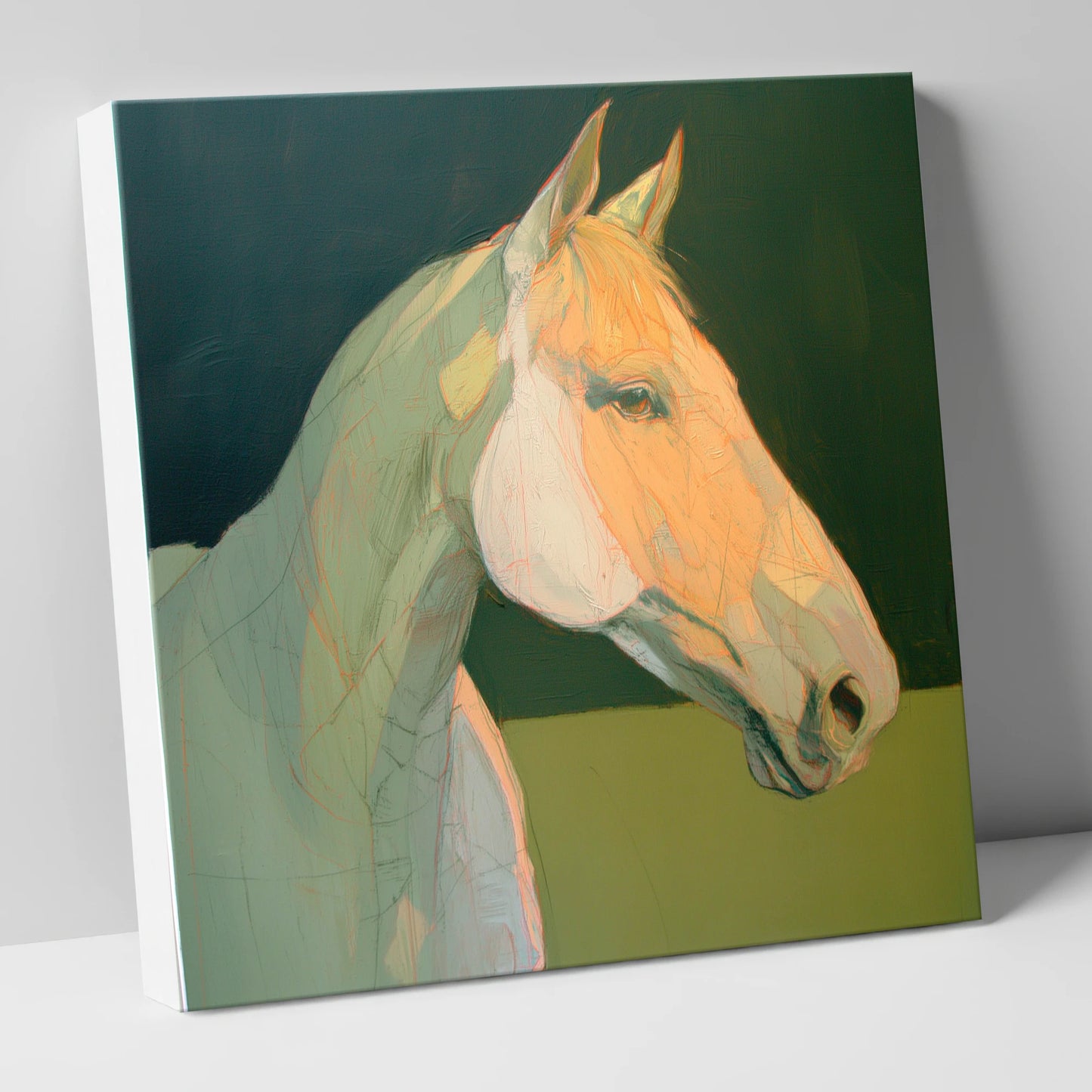Serene Pastel Equine Profile horse portrait canvas wall art