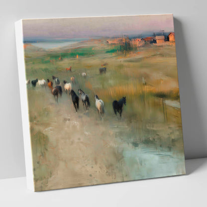 Roaming the Marshes wild horses canvas wall art
