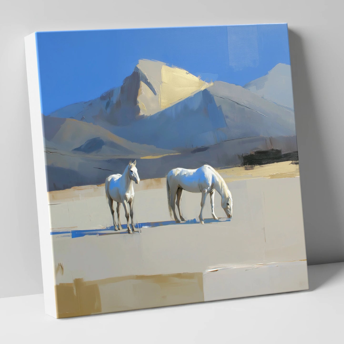 Golden Peak Greys horse landscape canvas wall art