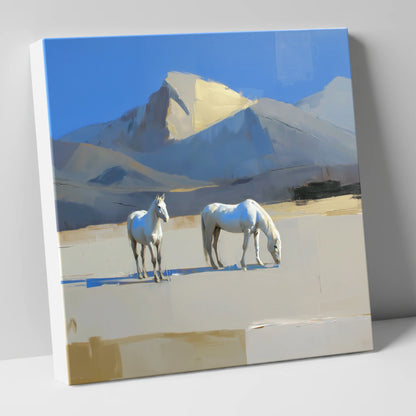 Golden Peak Greys horse landscape canvas wall art