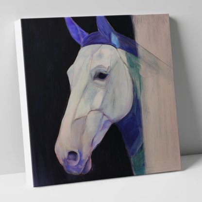 Echoes of Indigo horse portrait canvas wall art