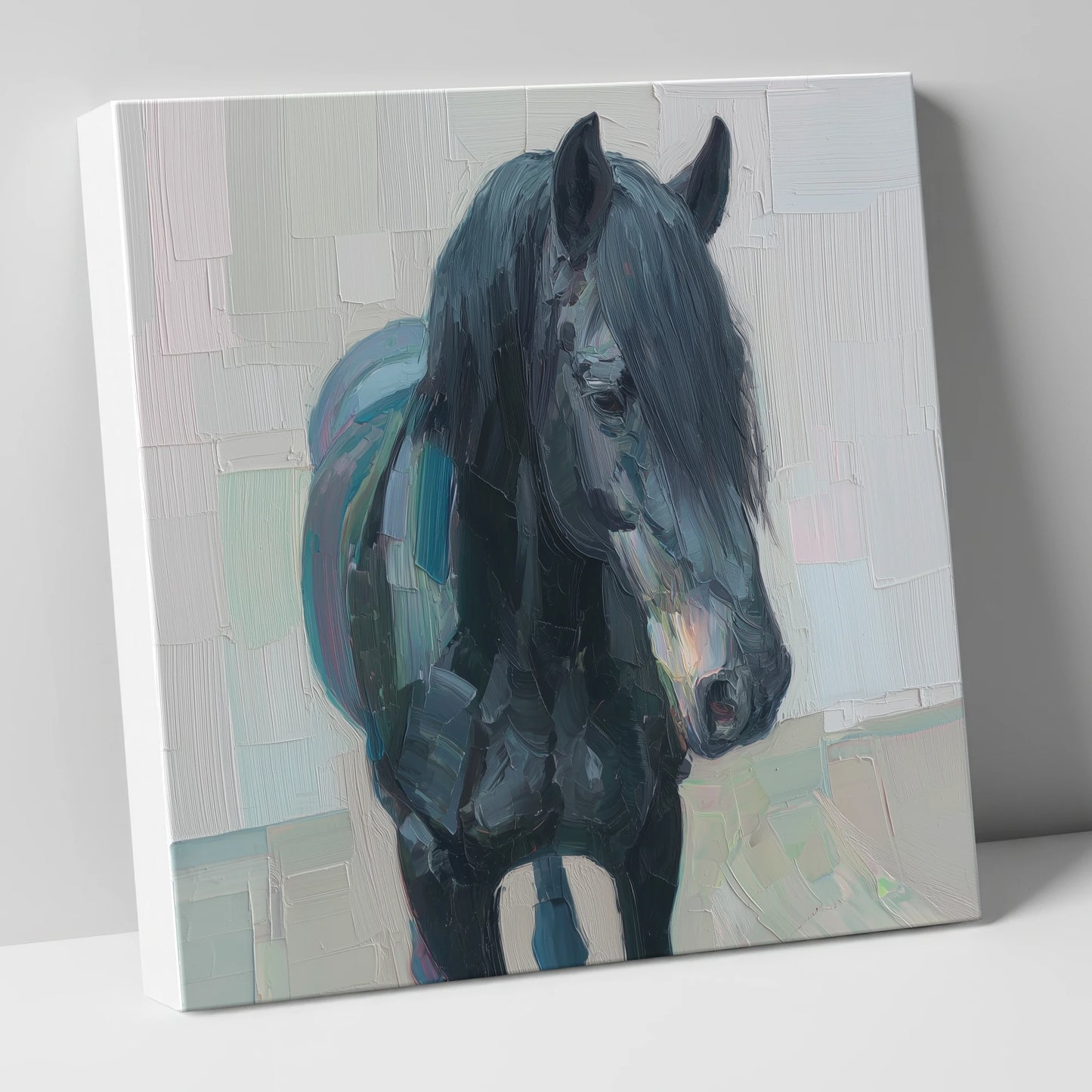 Textured Midnight Profile horse breed canvas wall art