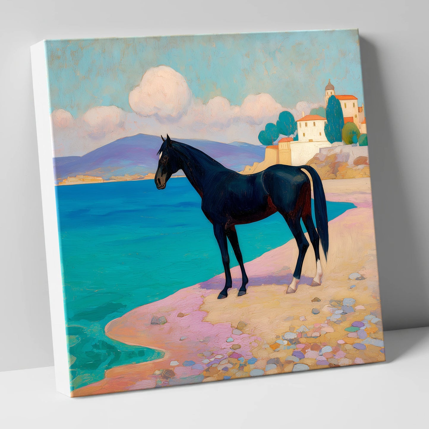 Midnight on the Riviera horse landscape canvas wall art