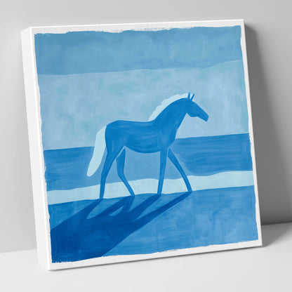 Cobalt Coastal Strides horse landscape canvas wall art