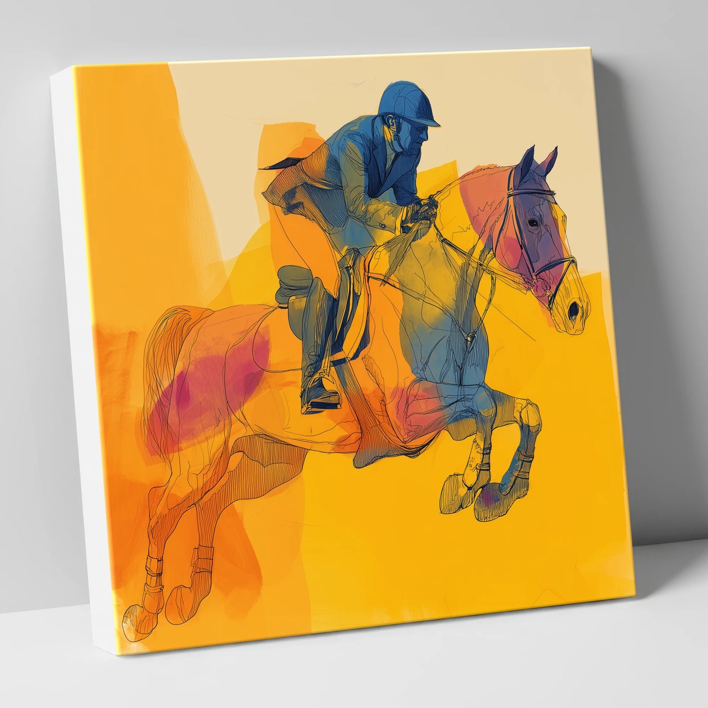 Flight in Colour show jumping horse canvas wall art