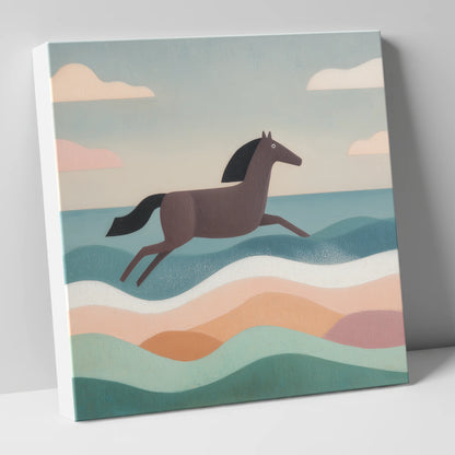 Rhythmic Coastal Canter beach horse canvas wall art