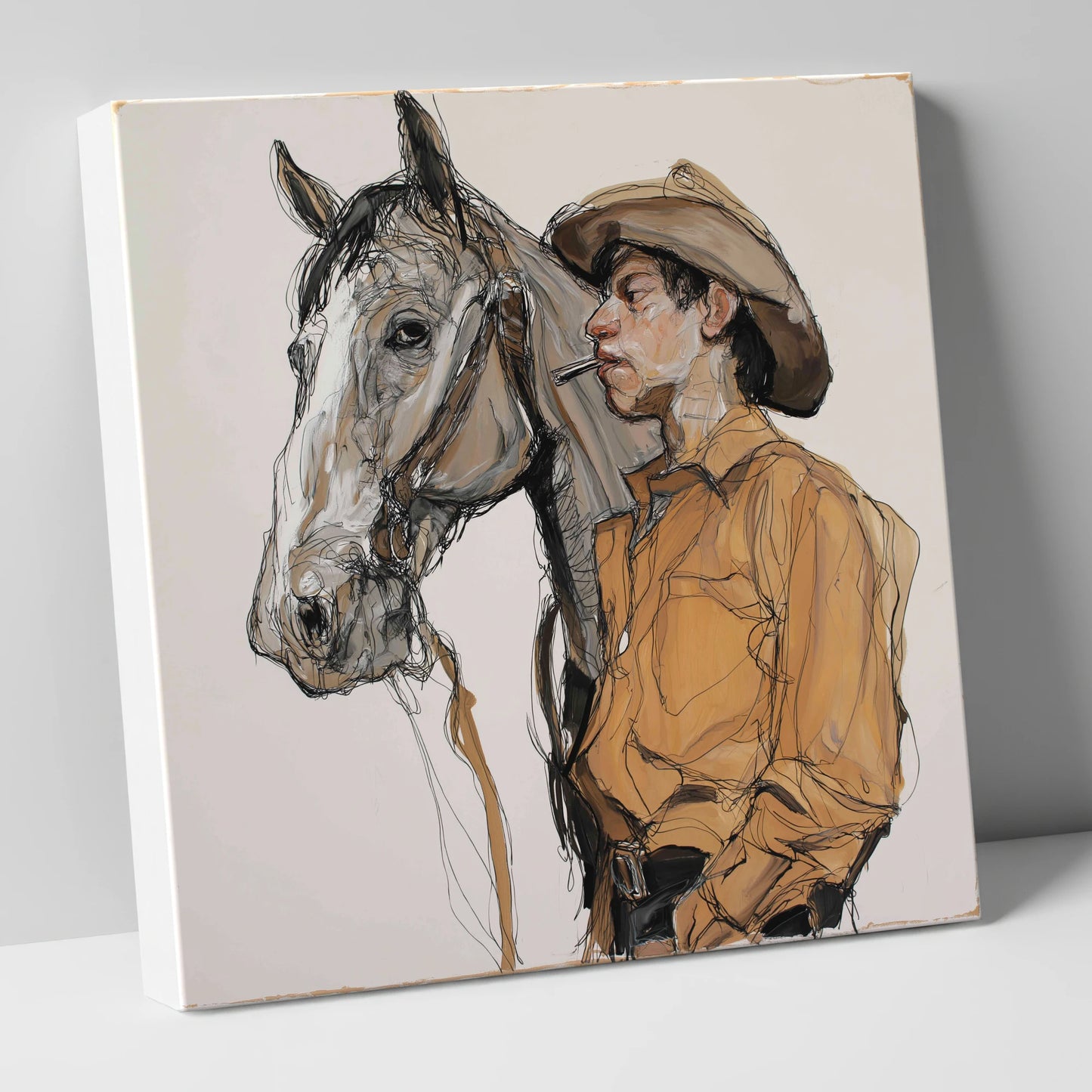 The Silent Bond western horse canvas wall art