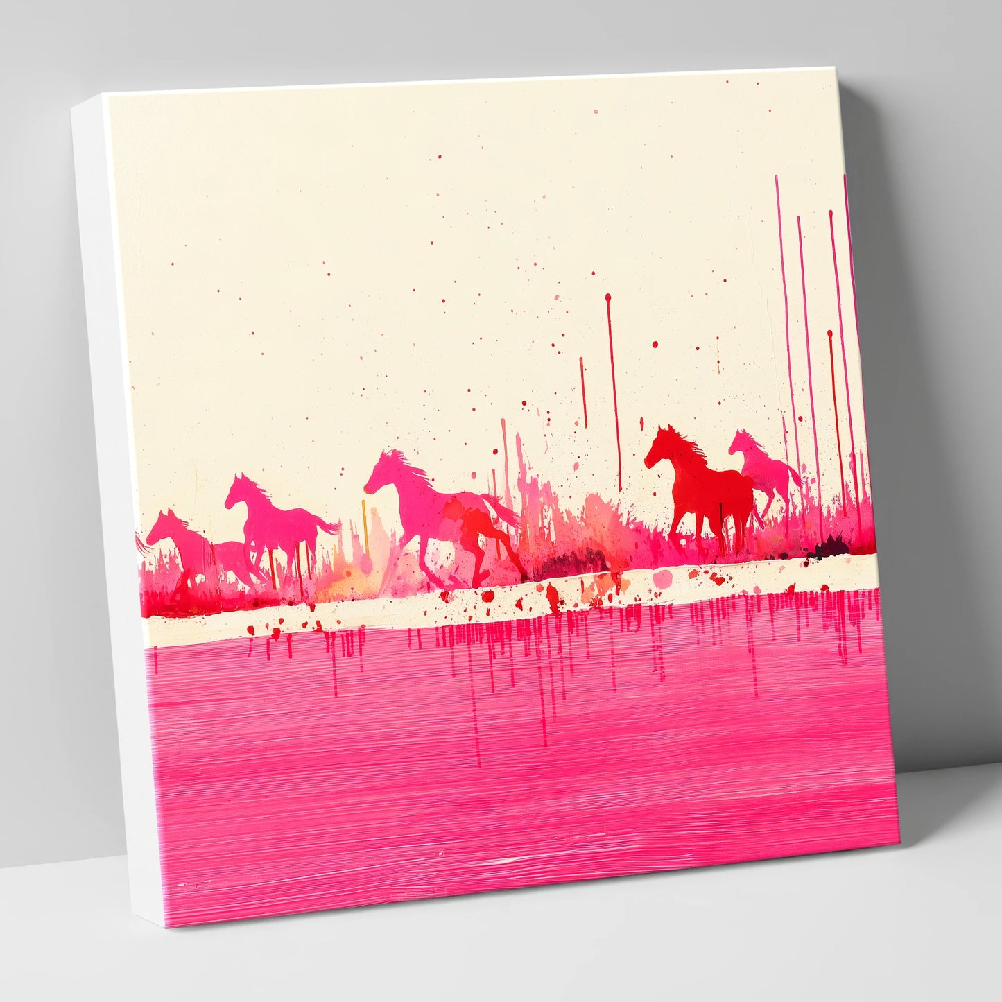 Crimson Gallop wild horses canvas wall art
