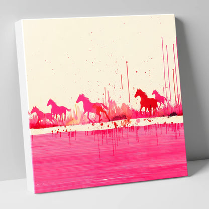 Crimson Gallop wild horses canvas wall art