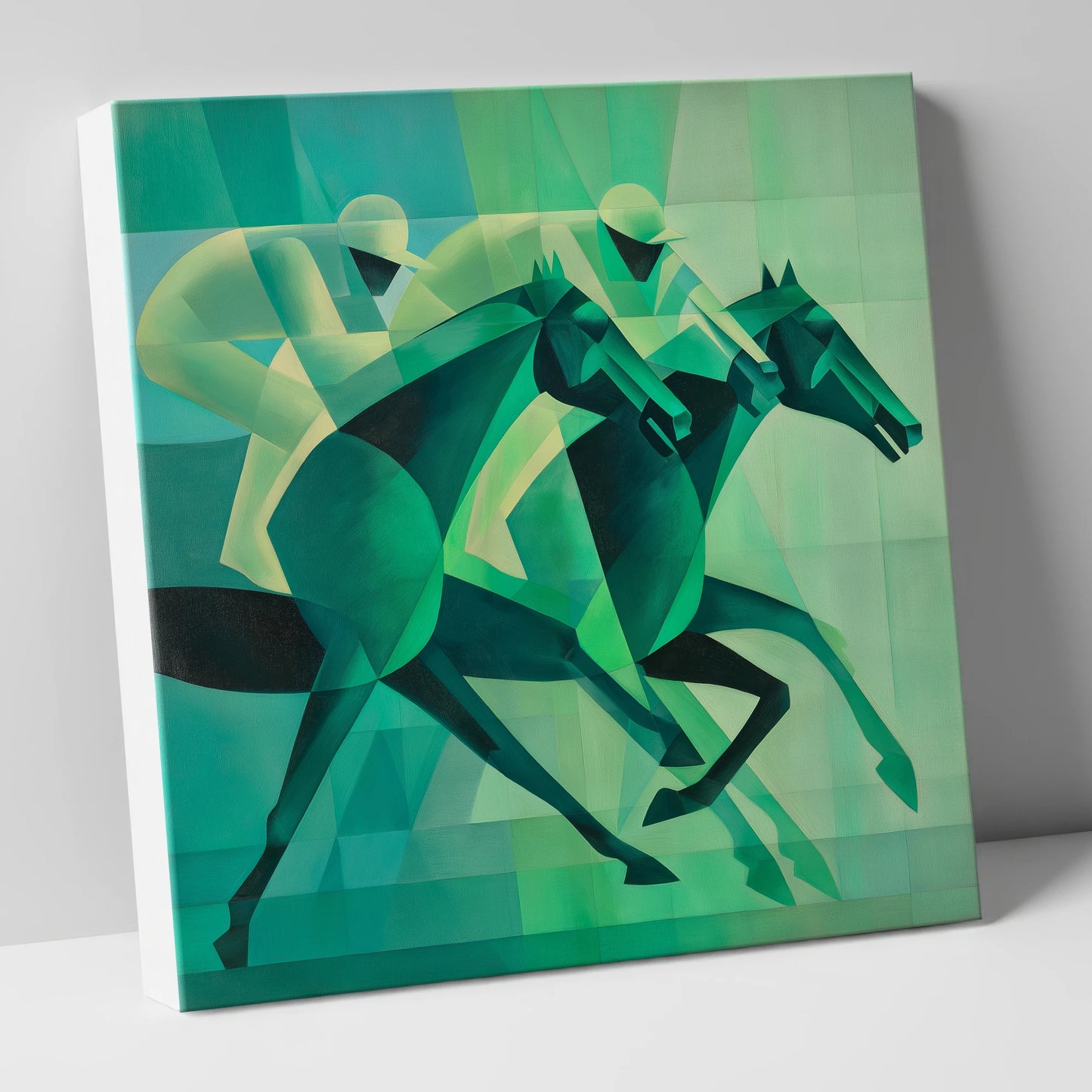 Emerald Racing Pace racing horse canvas wall art