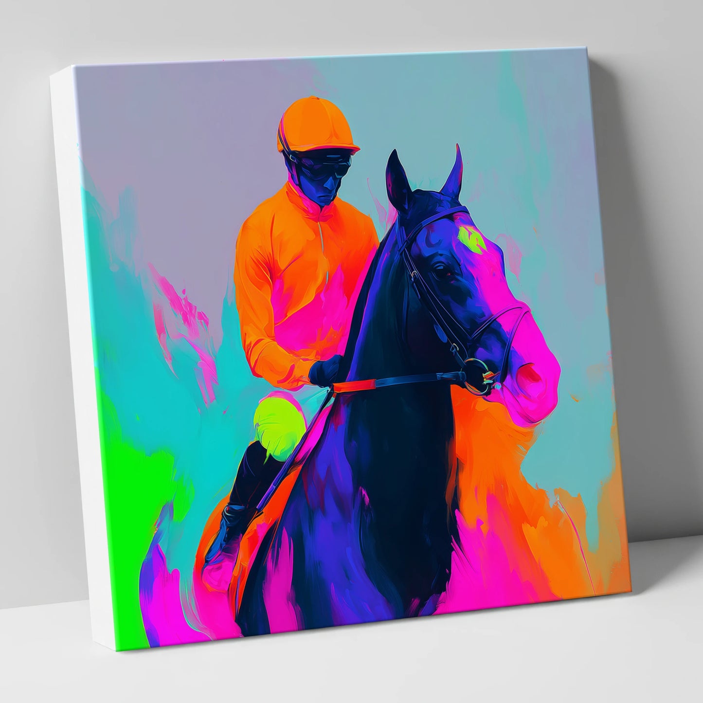 Technicolour Sprint racing horse canvas wall art