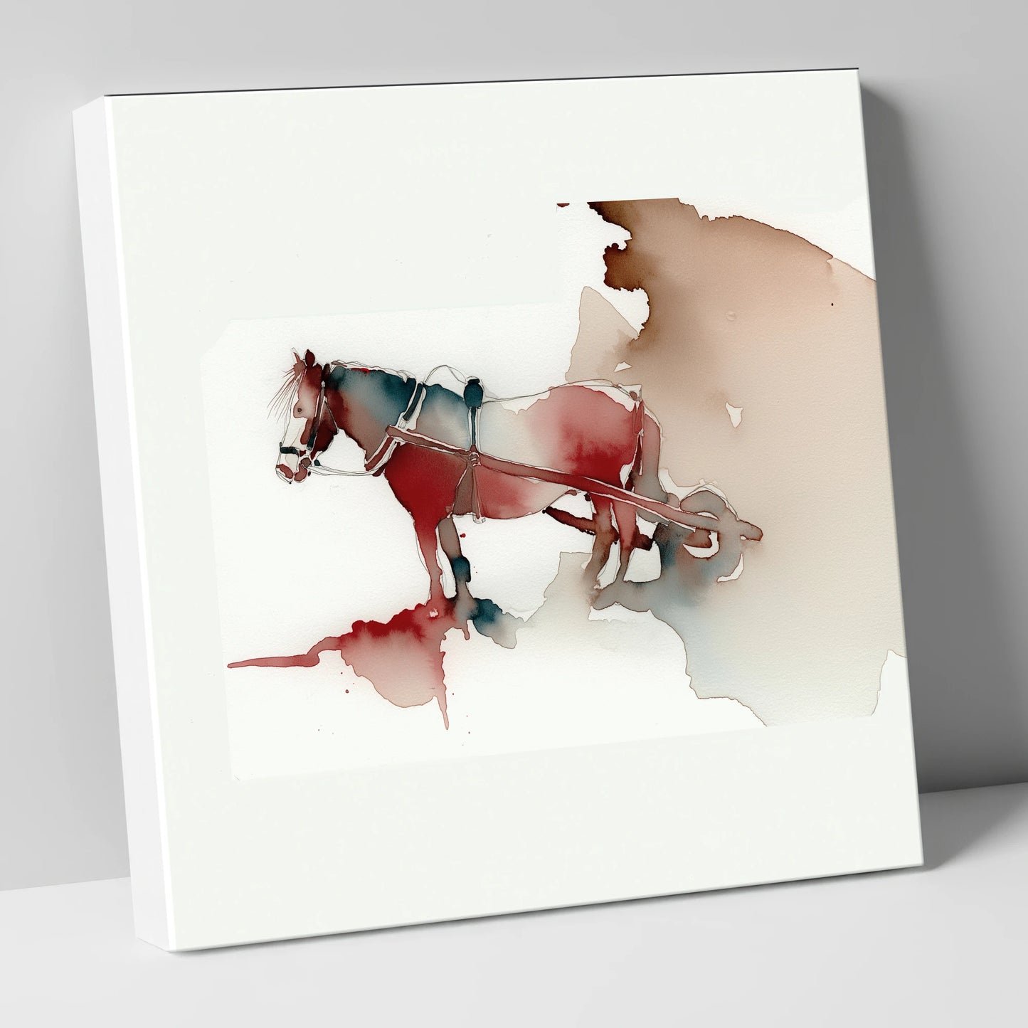 Crimson Draught in Harness working horse canvas wall art
