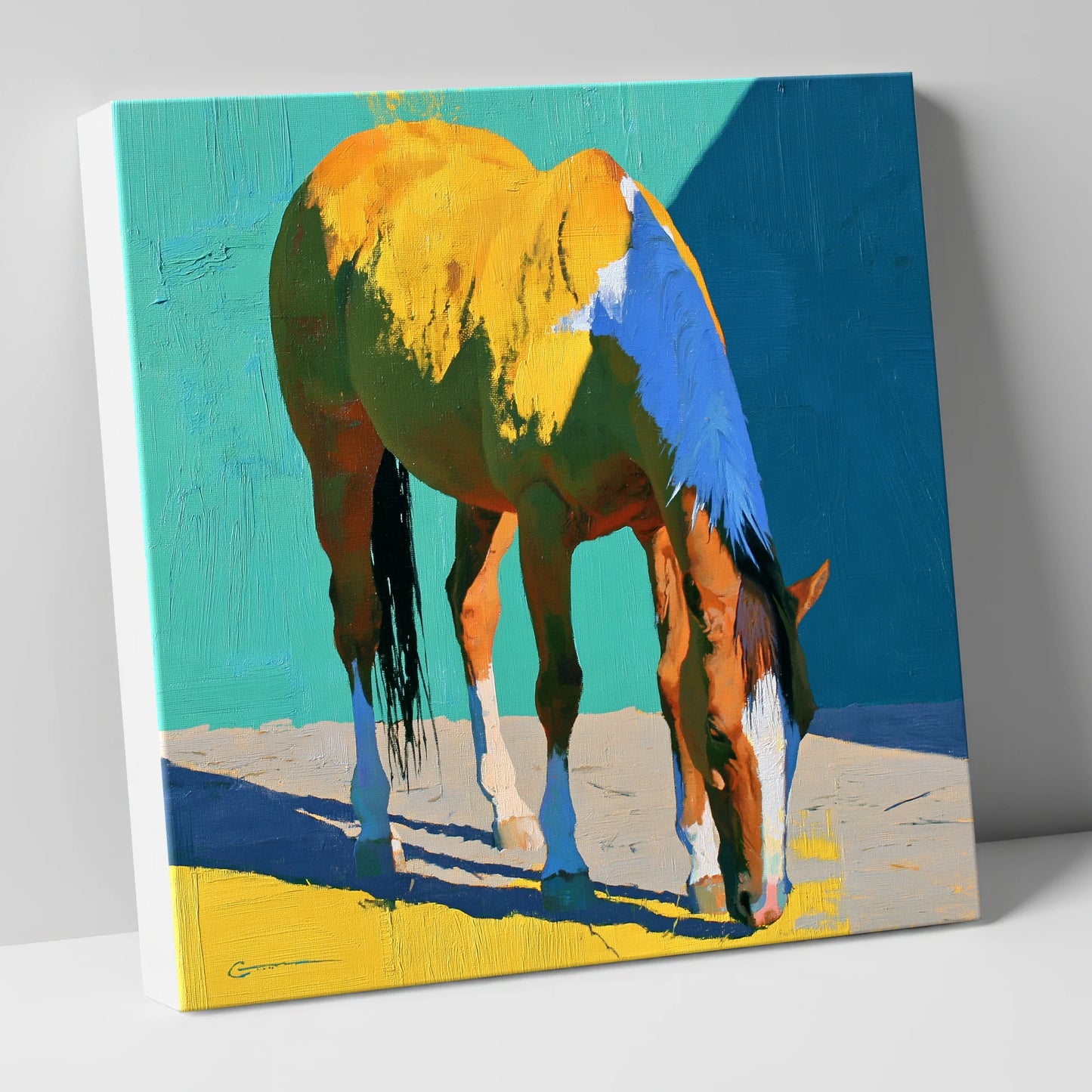 Grazing Horse in Vibrant Light horse breed canvas wall art