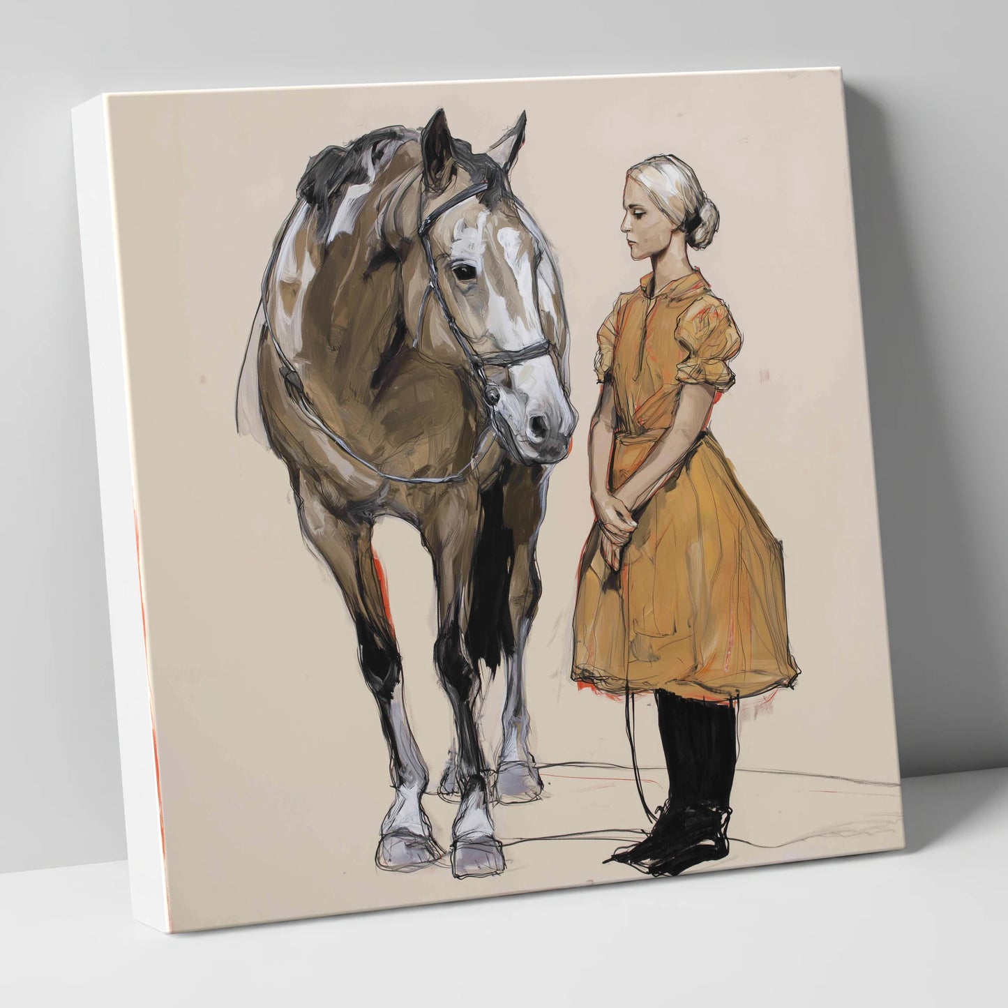 The Quiet Connection horse & rider canvas wall art