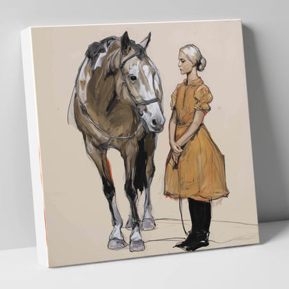 The Quiet Connection horse & rider canvas wall art
