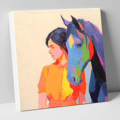 Vivid Companion horse & rider canvas wall art