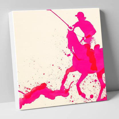 Vibrant Polo Strike polo horse canvas wall art