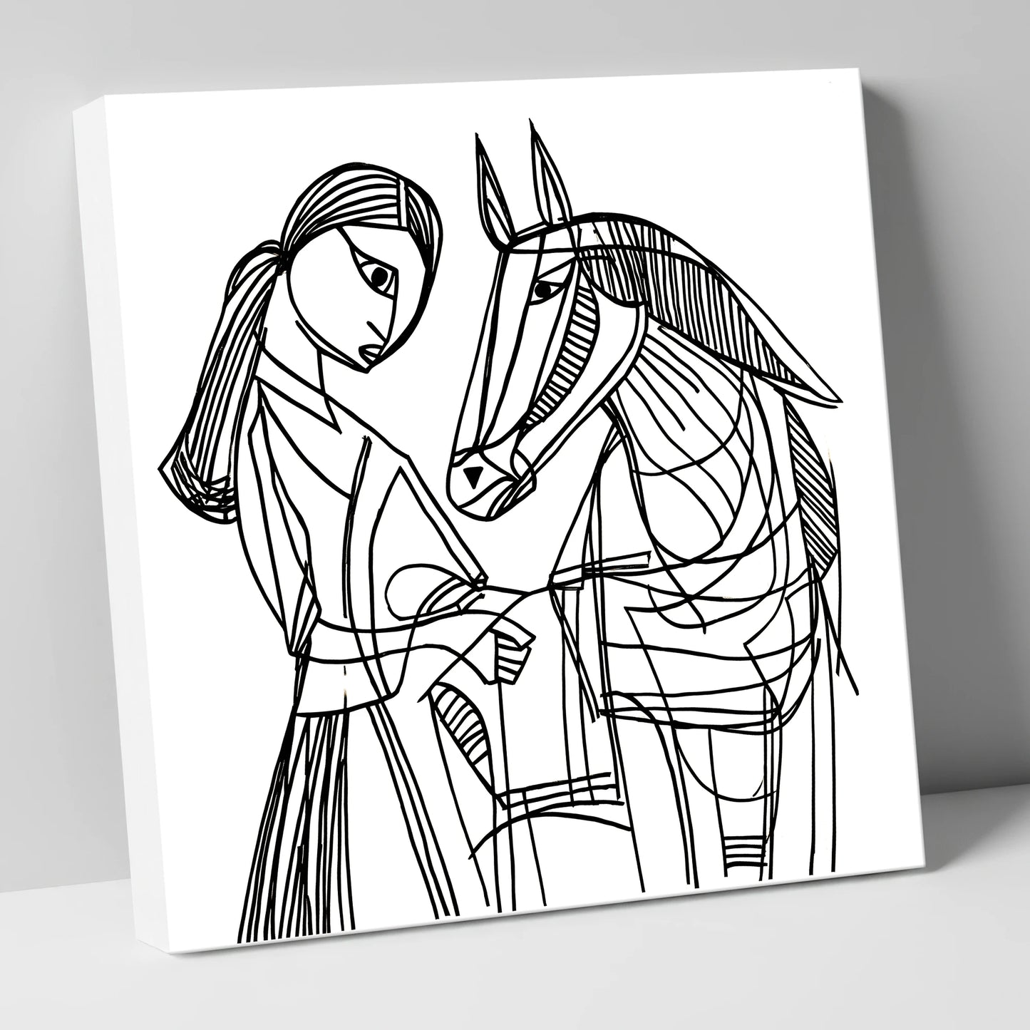 Lines of Connection horse & rider canvas wall art
