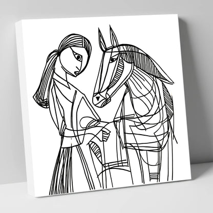 Lines of Connection horse & rider canvas wall art