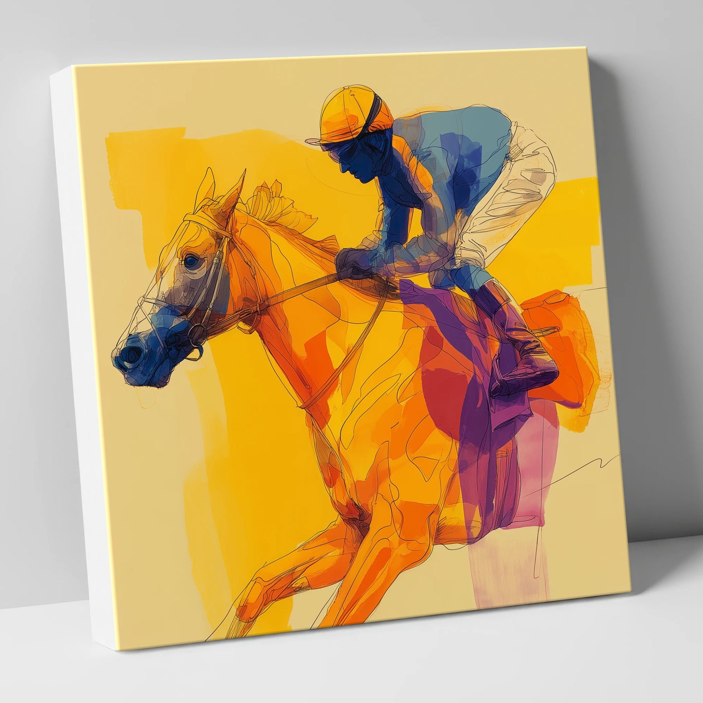 Golden Stride racing horse canvas wall art