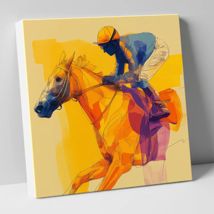 Golden Stride racing horse canvas wall art