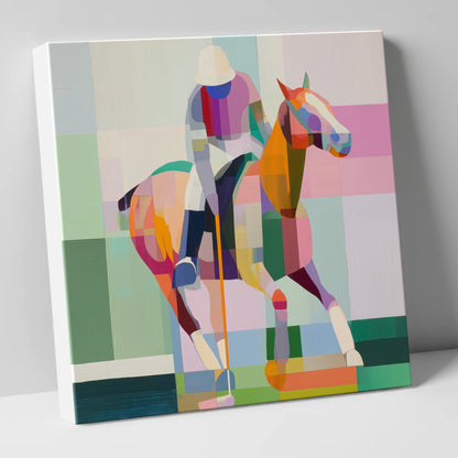 Geometric Polo Strike polo horse canvas wall art
