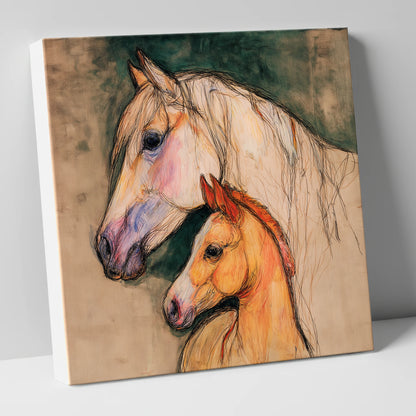 Quiet Devotion mare & foal canvas wall art