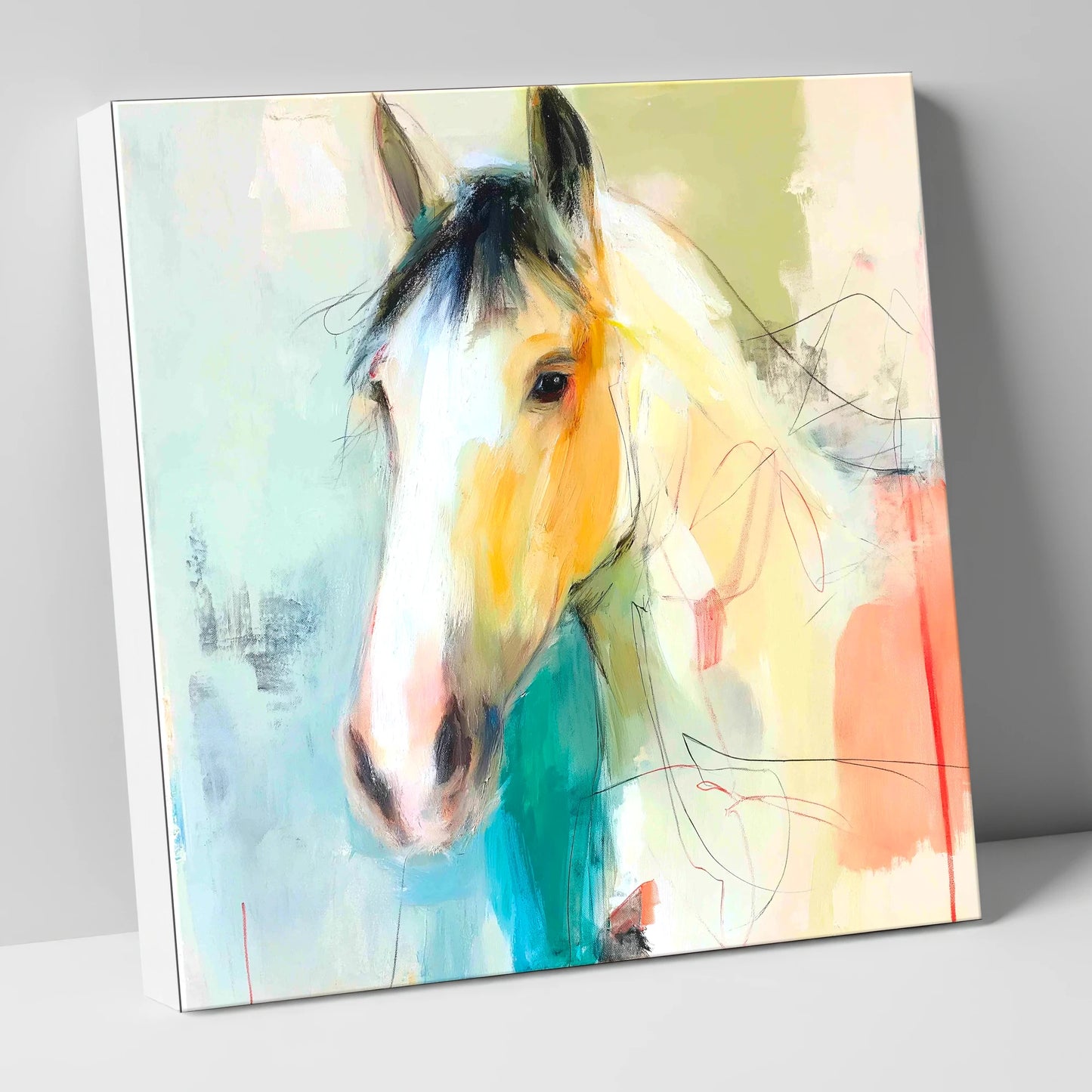 Quiet Grace in Ochre horse portrait canvas wall art