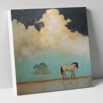 Beneath the Gilded Cloud horse landscape canvas wall art