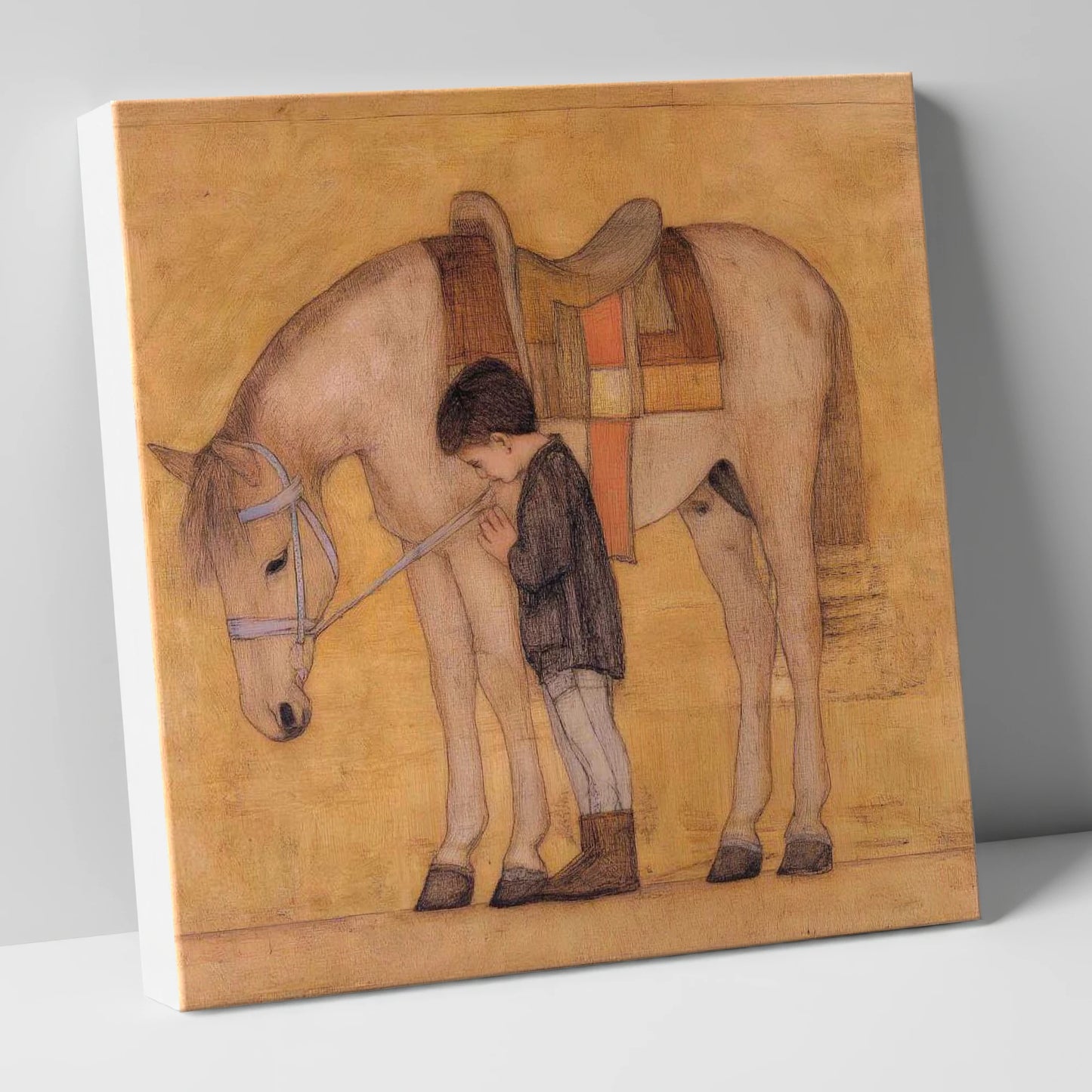 The Quiet Bond horse & rider canvas wall art