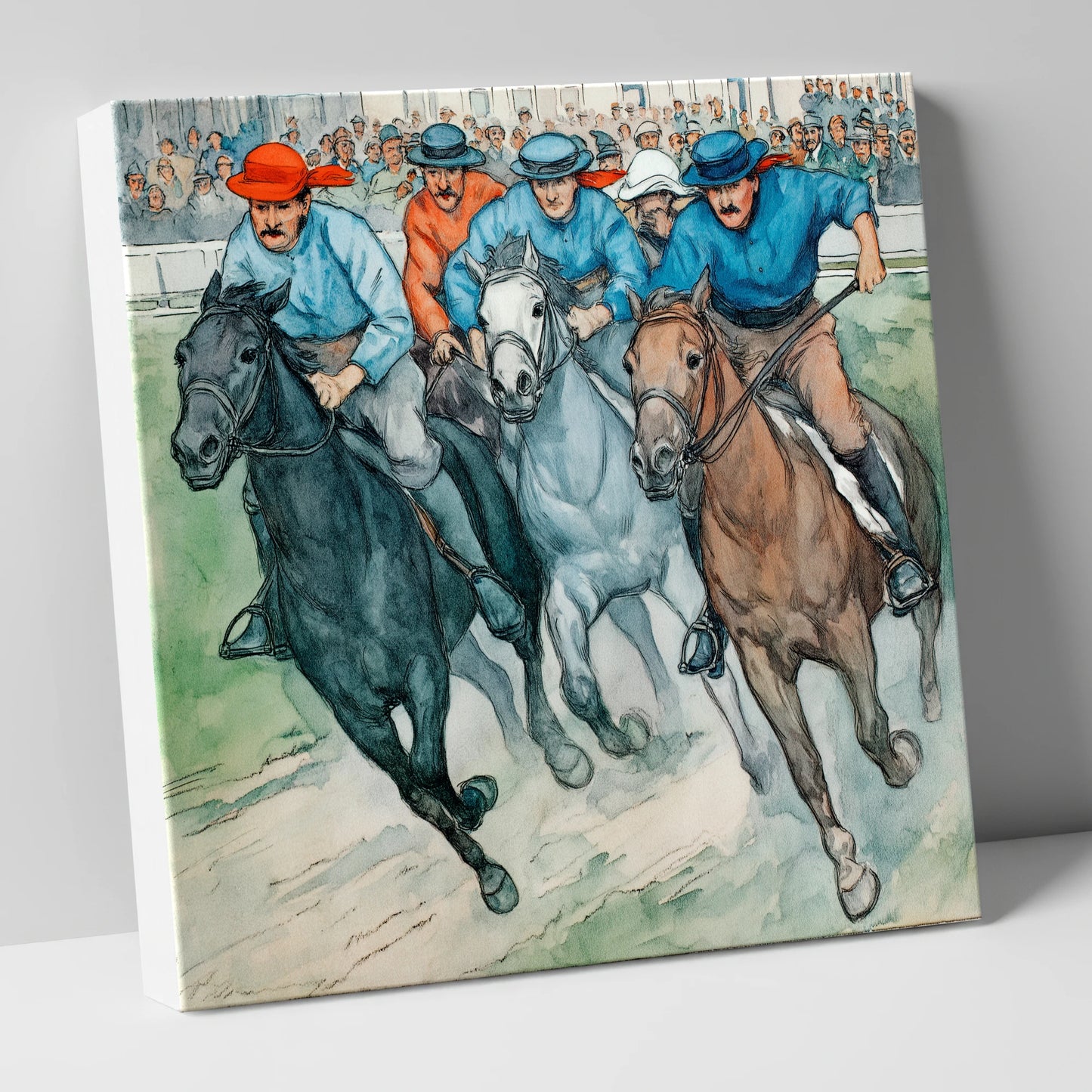 Classic Turf Rivalry racing horse canvas wall art