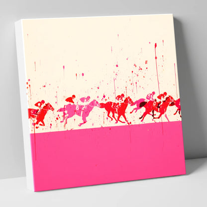 Crimson Surge racing horse canvas wall art