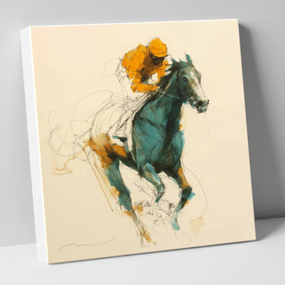 The Amber Surge racing horse canvas wall art