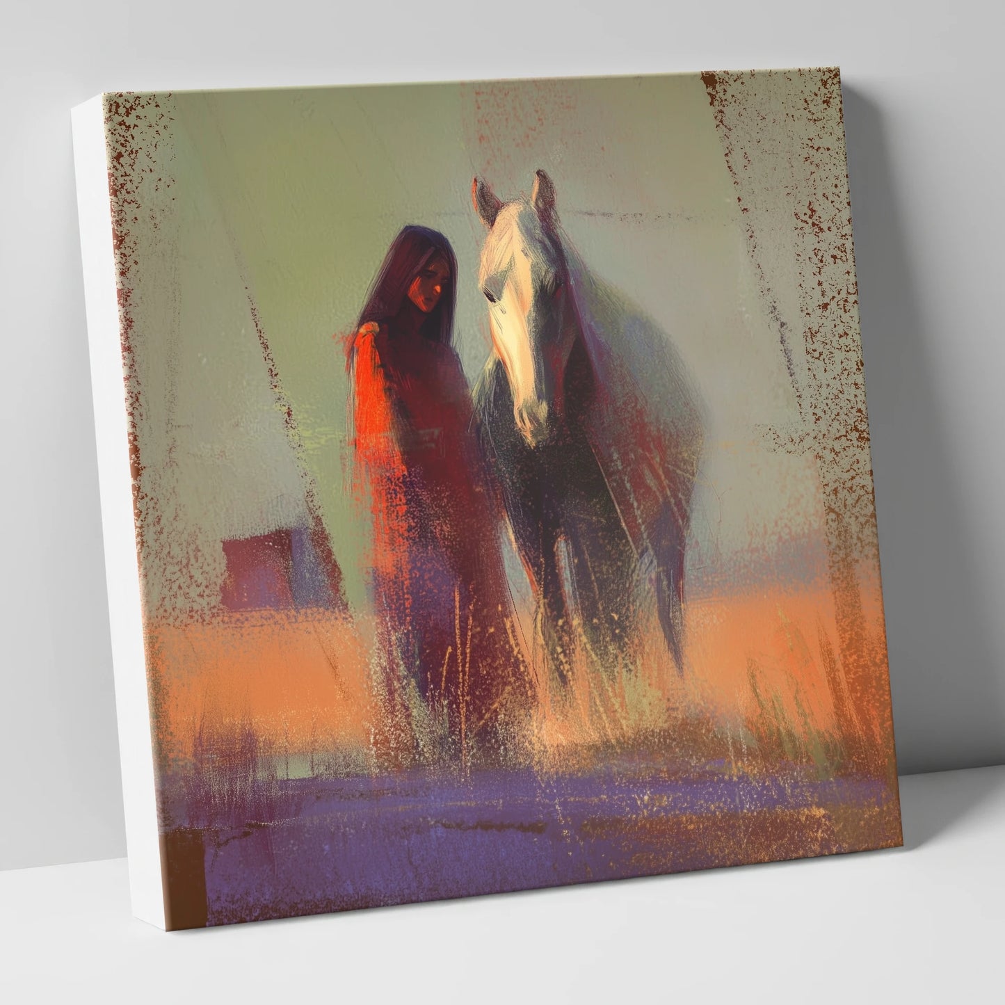 Whispers in the Haze horse & rider canvas wall art