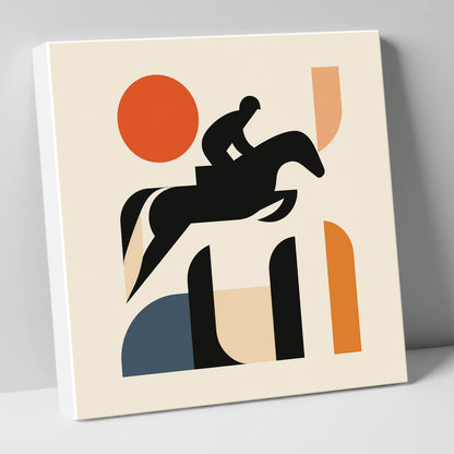 Geometric Showjumping Silhouette show jumping horse canvas wall art