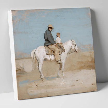 The First Hack horse & rider canvas wall art