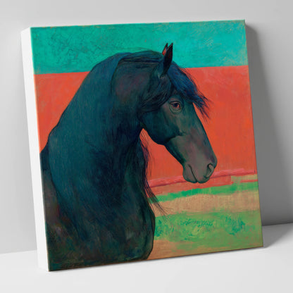 Crimson Horizon Friesian horse breed canvas wall art